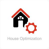 house optimization and building icon concept vector