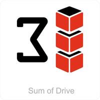 sum of drive and data icon concept vector