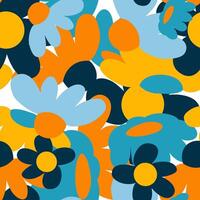 Seamless colorful pattern with simple daisy flowers vector