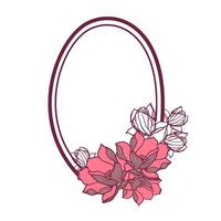 oval floral marco con magnolia flor vector