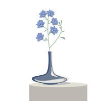 Vase with flowers on a table. Home decoration vector