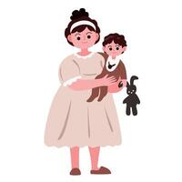 mamá y bebé chico linda dibujos animados vector