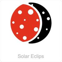 solar eclipse y trimestre icono concepto vector