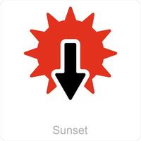 puesta de sol y puesta del sol icono concepto vector