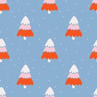 Seamless pattern with hand drawn Christmas trees. Vector illustration in simple flat doodle style.