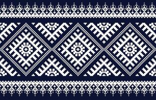 Ethnic geometric seamless pattern. Cross-stitch motif boho retro textile ikat vector graphic design.