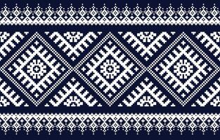 Ethnic geometric seamless pattern. Cross-stitch motif boho retro textile ikat vector graphic design.