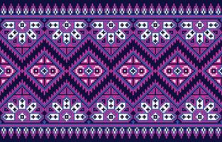 Cross Stitch ethnic fabric patterns.  Pixel pattern . Abstract,vector,illustration.Design for  Saree,Patola,Sari,Dupatta,Pixel,Ikat,texture,clothing,wrapping,decoration,carpet. vector