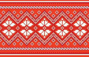 Cross Stitch pattern. Geometric fabric patterns. Pixel pattern,Abstract,vector,illustration.Design for Saree,Patola,Sari,Dupatta,Cross Stitch,Ikat,texture,clothing,wrapping,decoration,carpet. vector