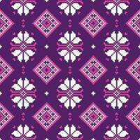 Ethnic patterns pixel pattern graphic art vector illustration design by geometric aztec batik fabric knitting square cloth cross carpe handmade background