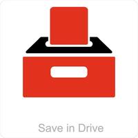 Save in drive and save icon concept vector