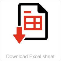 Downloard excel sheet and icon concept vector