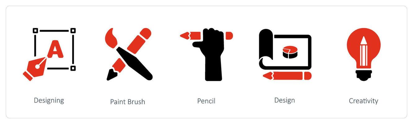 Designing, paint brush and Pencil