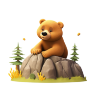 AI generated Cartoon bear clip art png