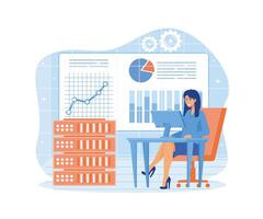 Analysis and data science concept. Big data, machine learning control, computer science. flat vector modern illustration .