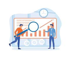 Data science concept. People analysis processing and provision of data Research, statistics, marketing, study performance indicators.  flat vector modern illustration