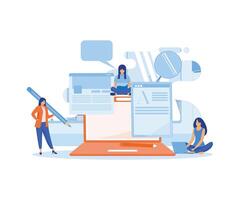 Blogging, Blogger. Freelance. Creative writing. Copy writer. Content management. flat vector modern illustration
