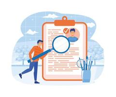 Reading CV and giving job candidate review. Job recruitment process concept. flat vector modern illustration