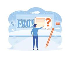 Sending customer support a question. Man ask questions and receive answers. flat vector modern illustration