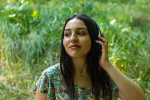 pretty young woman in the nature, woman in summer day photo