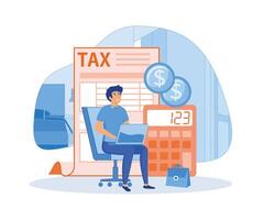 Tax preparation . Corporate tax,  document preparation, payment planning, corporate accountancy. flat vector modern illustration