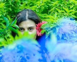 pretty young girl in the nature, girl in the park photo