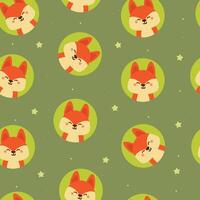 seamless pattern cartoon fox. cute animal wallpaper illustration for gift wrap paper vector