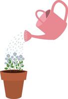 Garden can watering planting flower pot vector