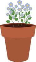 Blue flower in pot isolated in white background vector