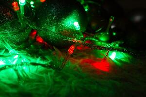 Navidad antecedentes con burbujas, vistoso Navidad luces, Navidad decoraciones foto