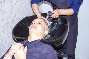 person in the spa salon, woman in beauty salon photo