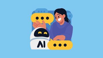 ai conversaciones, discutir problemas con ai, personas y ai intercambiar conversaciones plano vector ilustración