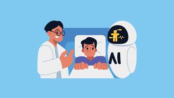 ai cuidado de la salud, médico utilizar ai a ayuda analizar pacientes síntomas plano vector ilustración