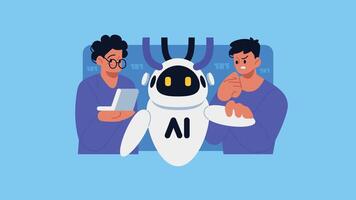 AI Development, Collaboratively Programmers create the AI Mental Model Flat Vector Illustration