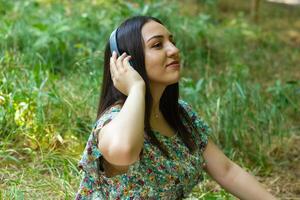 pretty young woman in the nature, woman in summer day photo