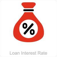 loan interest rate and money icon concept vector