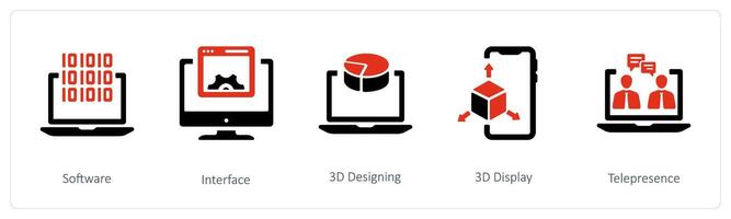 software, interfaz y 3d diseño vector