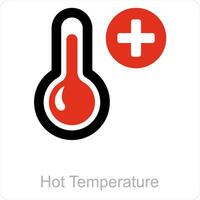 caliente temperatura y termómetro icono concepto vector