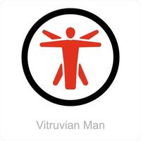 Vitruvian Man and body icon concept vector