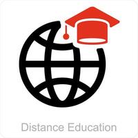 distancia aprendizaje y educación icono concepto vector