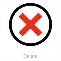 delete and cross icon concept vector