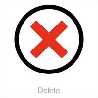 delete and cross icon concept vector