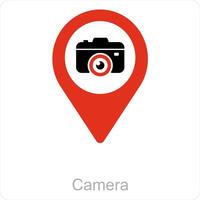 camera and location icon concept vector