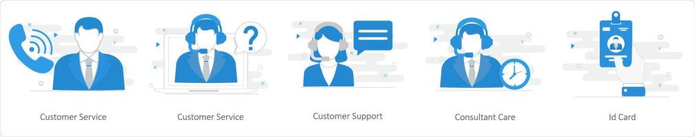 A set of 5 Mix icons as customer service, customer support, consultant care vector