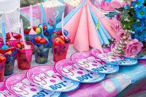 boy or girl party table, colorful party table photo