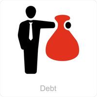 deuda y préstamo icono concepto vector