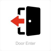 puerta entrar y abierto icono concepto vector