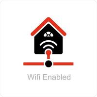Wifi activado y casa icono concepto vector