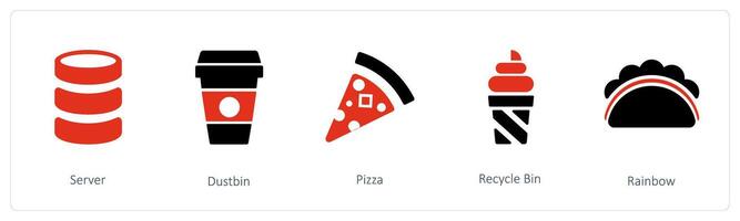 Server and  pizza vector