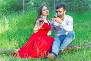 romantic couple in the garden, couple in the nature photo